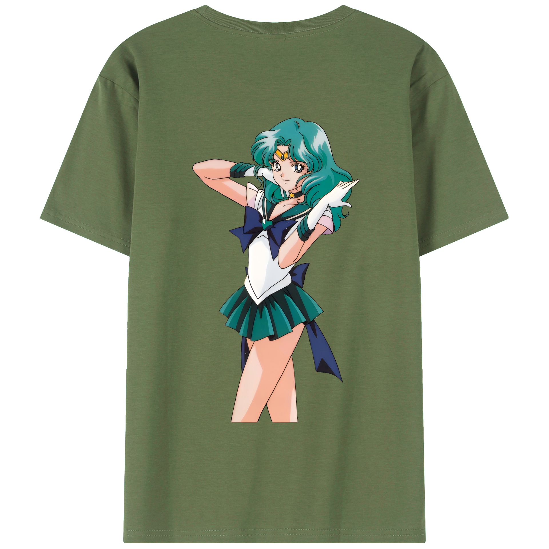 （画像用） 美少女戦士セーラームーン 海王 みちる（かいおう みちる） Sailor Moon Kaiou Michiru 綿100％ メンズ半袖Tシャツ（バックプリント） 通気性